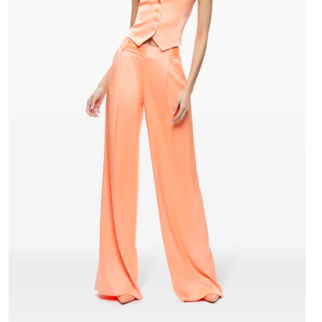 New Alice And Olivia Eric Low Rise Satin Pants